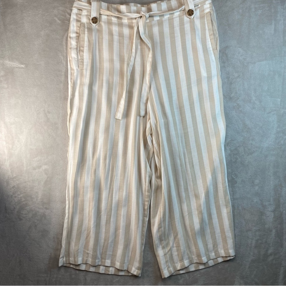 French Laundry Cropped Wide Leg Striped Pant Large
